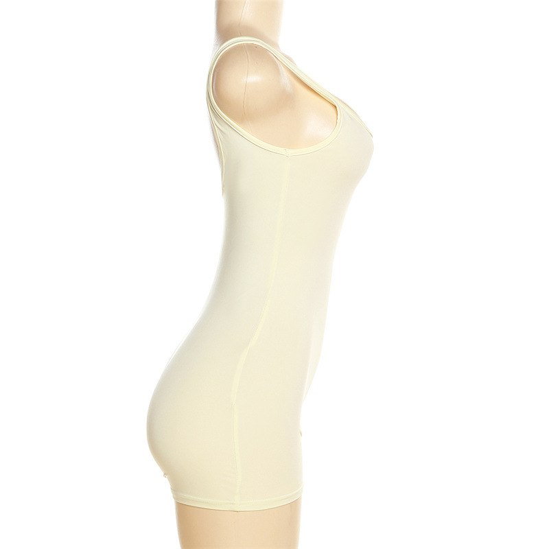 140g Weight Sleeveless Sleeve Length Shorts Pants Length Polyester Fabric Type Mid Waist Waist Line Rompers Pants Type Micro-Elastic Elasticity Bodysuits Tops Type Holiday Occasion Skinny Fit Type Solid Color Pattern Summer, Spring Season Women's Gender Backless Design Streetwear Style Wholesale Women's Streetwear Solid Color Sleeveless Backless Bodysuits 20