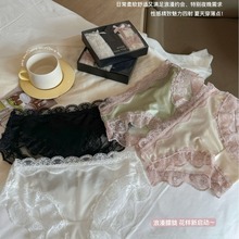 夏季薄款日系纯欲风蕾丝内裤女生纯棉抑菌档2024新款中腰女士三角