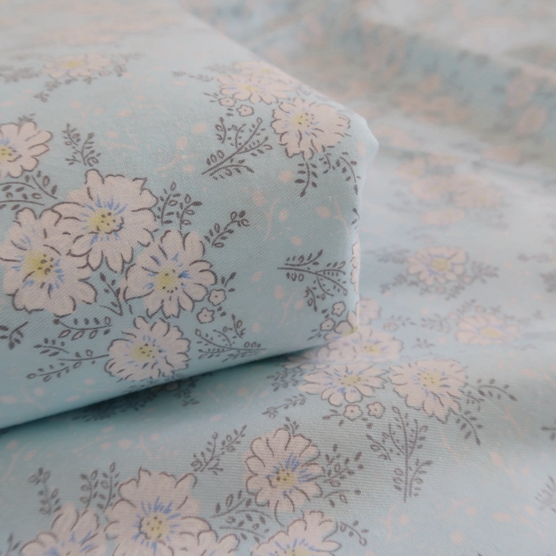 T3LC批发印花棉布100小清新绿色床单被套枕套简约蓝色双