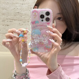 Apple 14Pro Max Cartoon 13Pro Stereo Gemini iPhone15 Phone Case/16Pro Chain