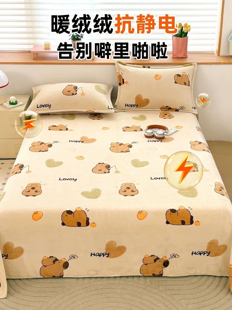 Invierno leche de lana de coral sábanas de lana de lana de una sola pieza con una manta de lana de flange dormitorio individual engrosado manta de colcha