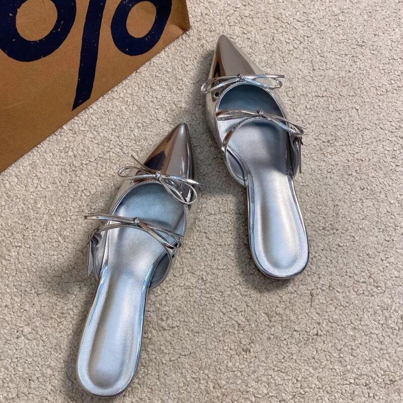 Little Ck Mule Shoes French Style Height-Increasing Pointed Toe Single Shoes 2025 New Summer Bowknot Closed-Toe Slippers 1223 in Stock Little Ck Mule Shoes French Style Height-Increasing Pointed Toe Single Shoes 2025 New Summer Bowknot Closed-Toe Slippers 1223 in Stock