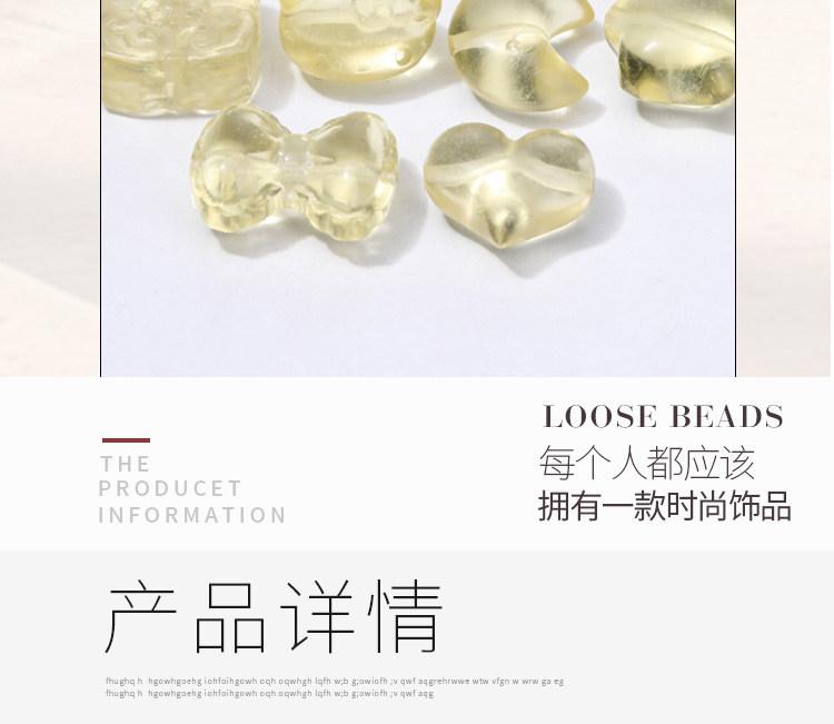 Piezoelectric Citrine Moon Heart Beads Cow Nostril Crystal Carving DIY Jewelry Bracelet with Loose Beads Wholesale