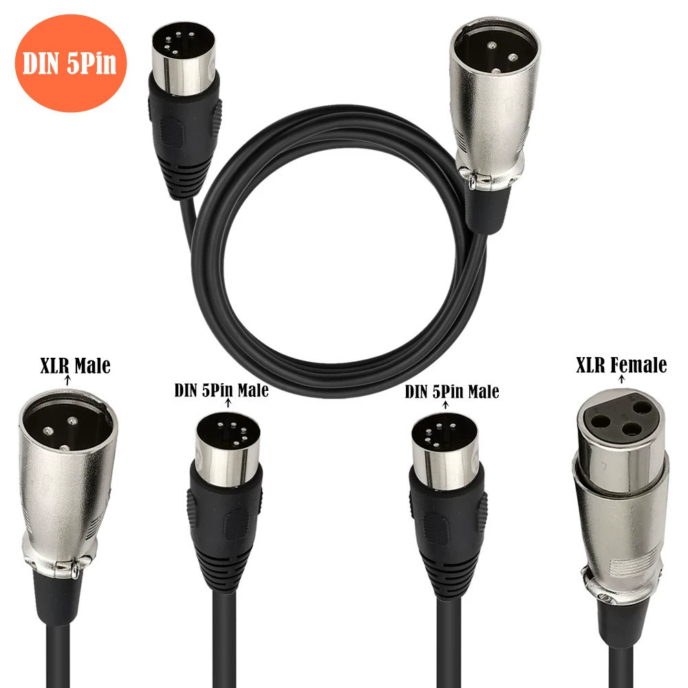Кабель-адаптер: большой DIN 5PIN к XLR, материнская аудио-коннекторная связь MIDI к XLR