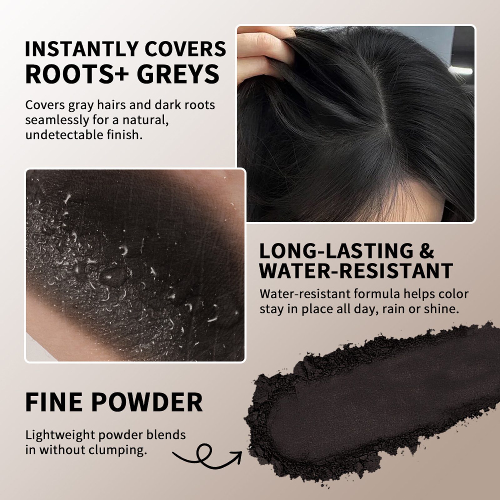 Polvo Retocador de Raíces Capilares, Retoque de Color, Efecto Denso y Esponjoso, para Raíz del Cabello