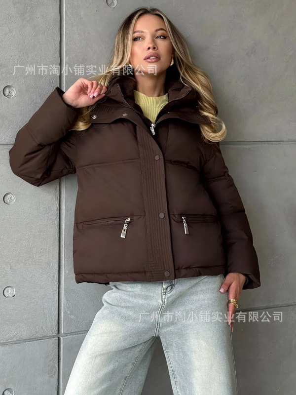 2025冬季新款韩版羽绒棉服女短款立领小个子加厚时尚外套面包服潮|undefined