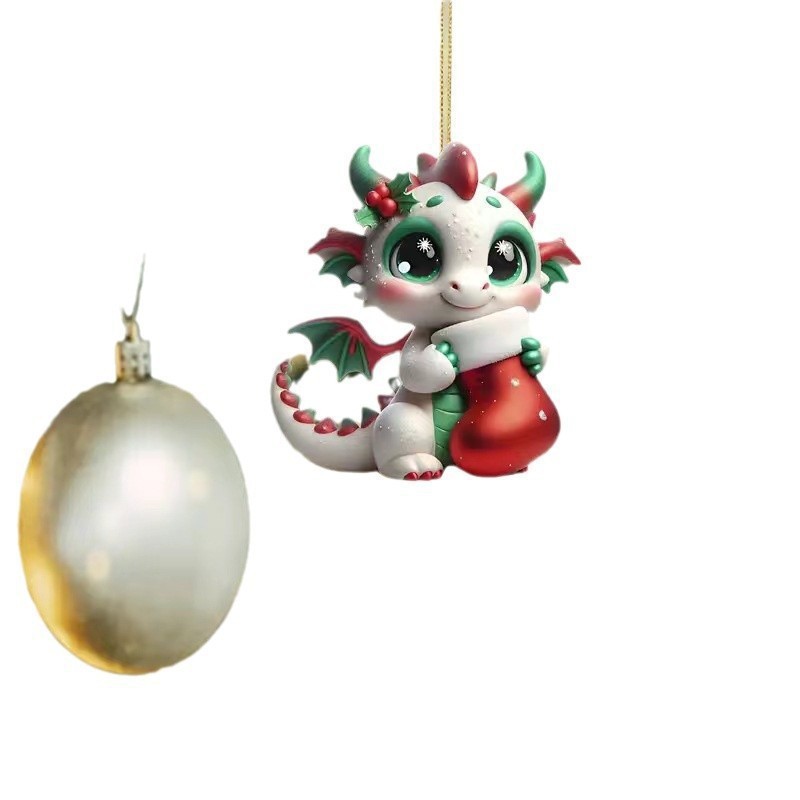 Nuevos dinosaurios acrílicos 2D decoraciones navideñas colgantes de espejos retrovisores de automóviles colgantes de mochila
