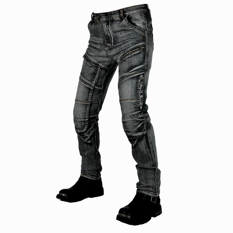 Pantalones vaqueros de la motocicleta de los hombres pantalones de montar a caballo kevlar resistente al desgarro de carreras estiramiento pantalones anti-caída de silicona equipo de protección