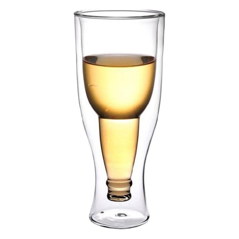 Creativo Flip taza de cerveza invertida jugo bebida taza de agua bar restaurante arte transparente de doble capa de vidrio