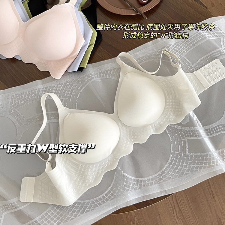 小空调果冻软支撑内衣女大胸显小无钢圈小胸聚拢无痕春秋文胸薄款