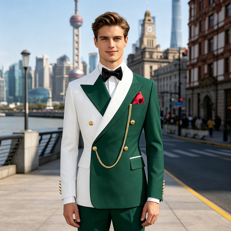 Cross-border AliExpress business men's suit set, stylish and elegant gentleman's vintage suit, foreign trade green suit Cross-border AliExpress business men's suit set, stylish and elegant gentleman's vintage suit, foreign trade green suit