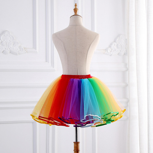 Rainbow tutu skirts for adult kids boys girls fleabane  skirt gauze lolita party cosplay stage ballet candy color skirt 