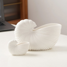 简约高级感贝壳陶瓷笔筒丹麦FL海螺肌理花器桌面收纳摆件软装饰品