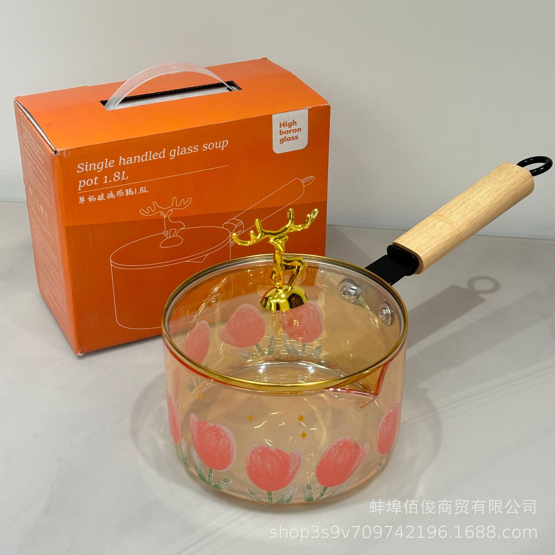 High Borosilicate Single-Handle Glass Soup Pot for Electric Ceramic Stove Heating, Amber-Colored Heat-Resistant Pot for Home Use, Gift