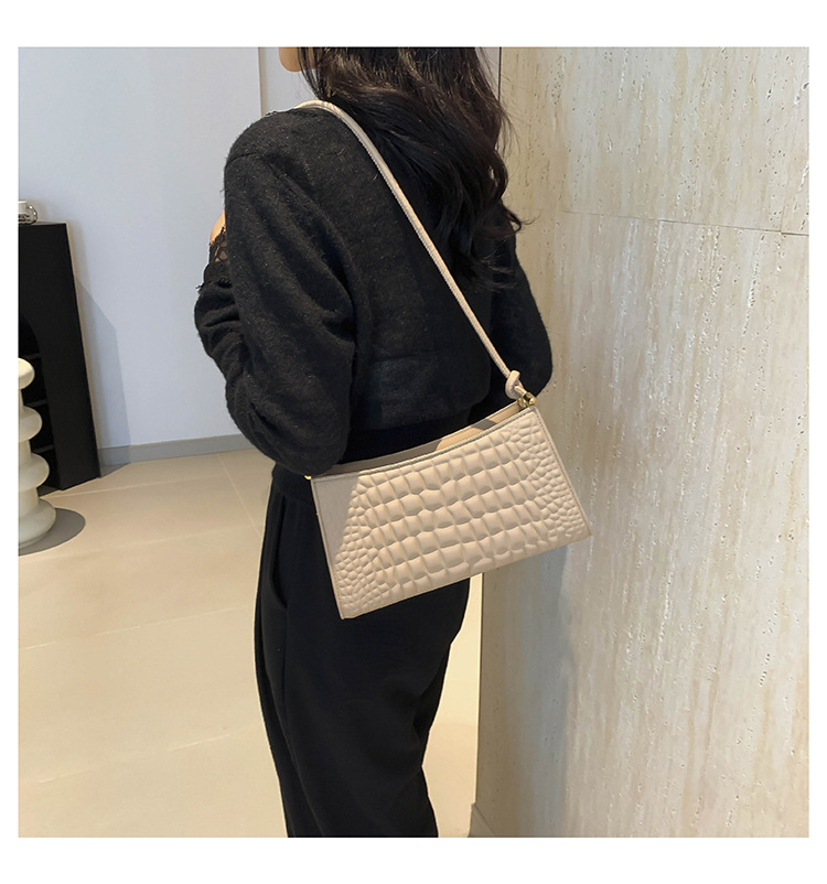 Women's 2024 New Fashionable Crocodile Pattern Shoulder Texture PU Underarm Simple and Versatile Crossbody Bag Trendy_voghion.com