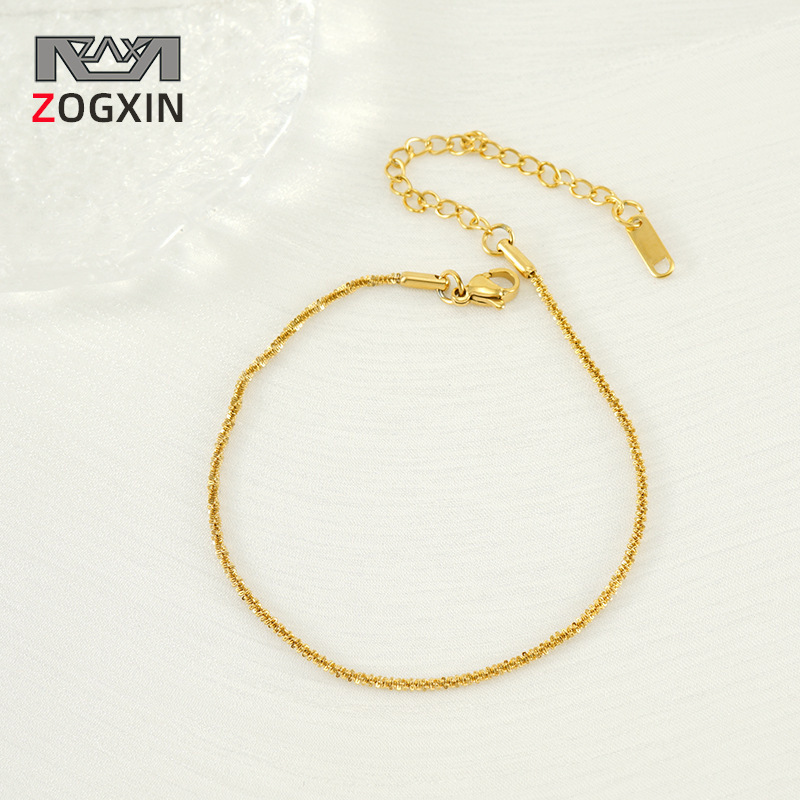 Europa, América, Francia, nuevo estilo ondulado chapa de acero chapada de oro de acero inoxidable moda de extensión de cadena de cola de tobillas de mujer