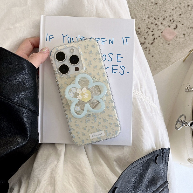 Pantalla completa coreana floral azul para Apple 15Pro/16Pro funda para teléfono móvil 14ProMax femenino 16PM nuevo 13P