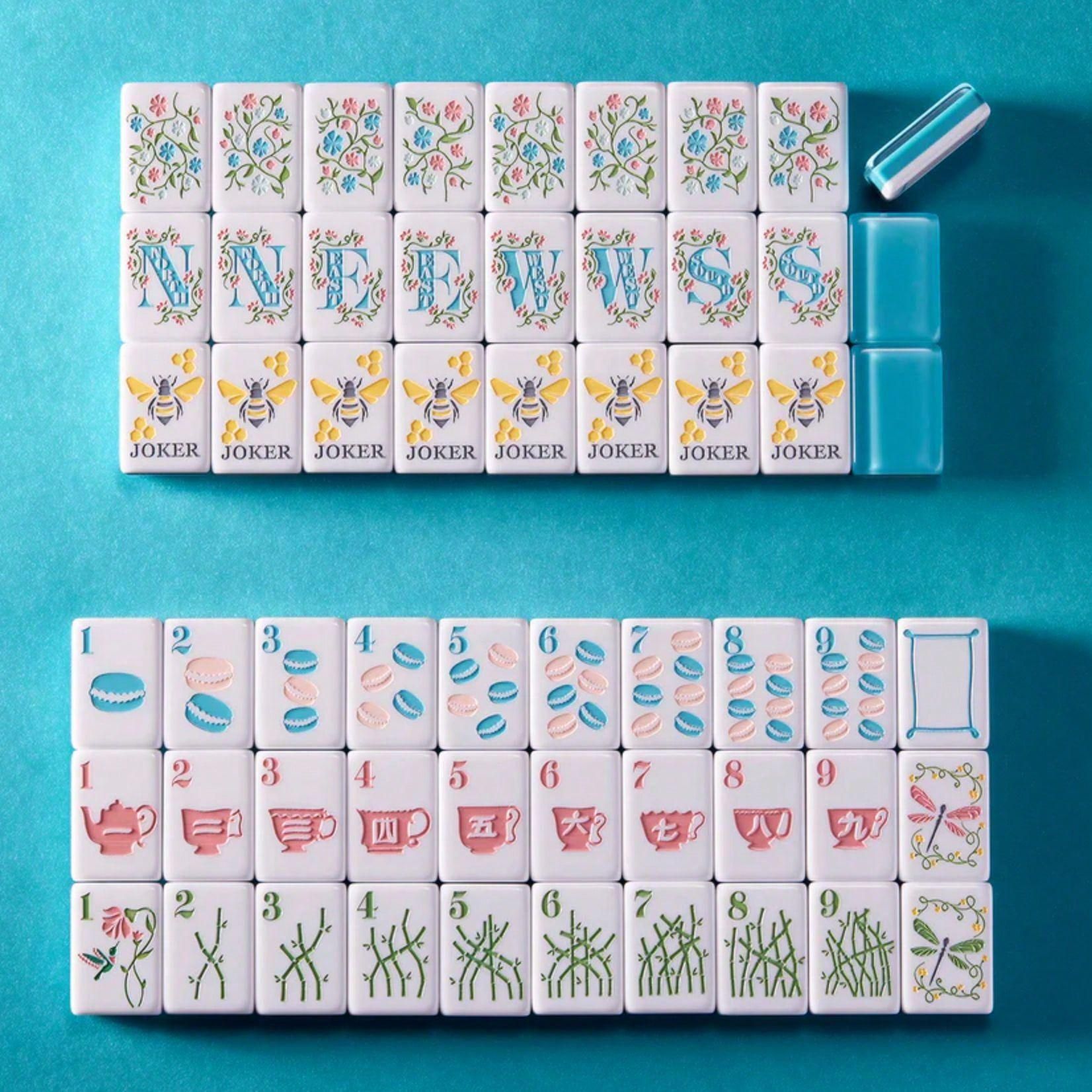 (In-stock for immediate delivery) American mahjong tiles transparent blue bee garden party acrylic portable mini mahjong
