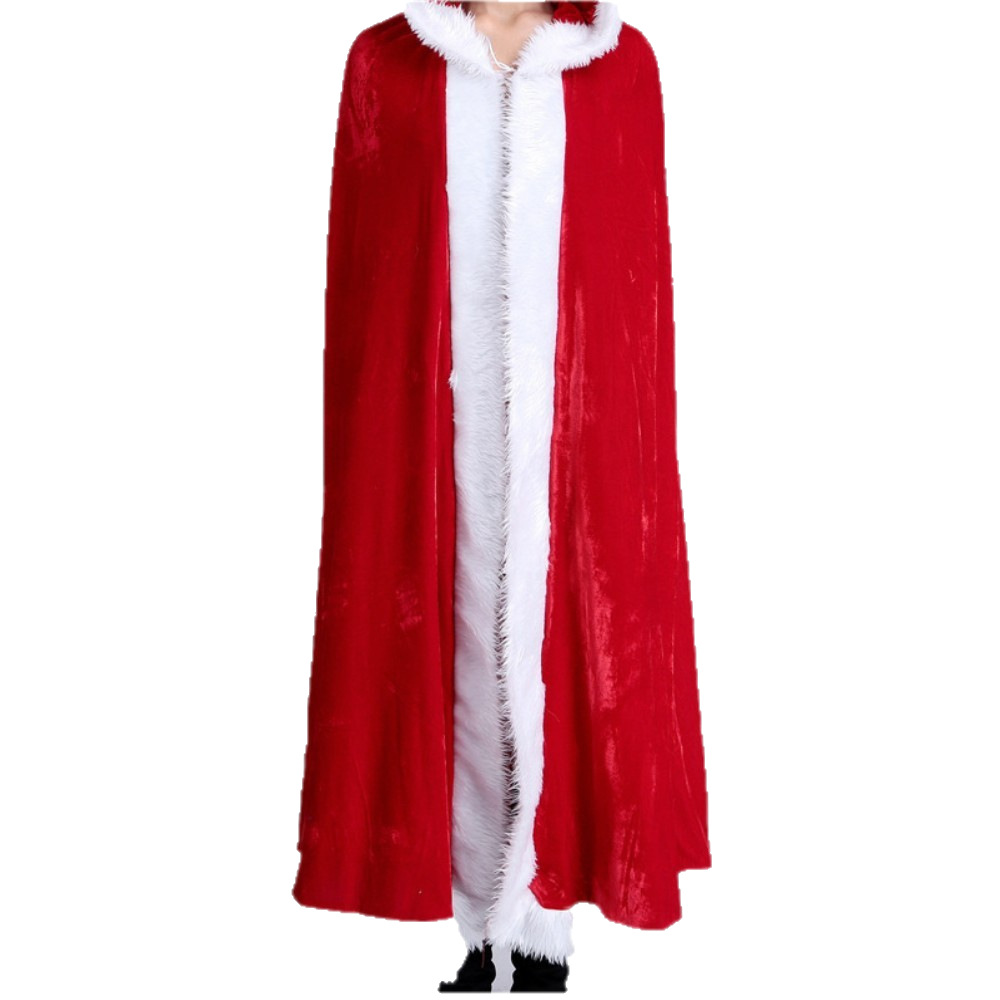 Disfraz de Navidad para adultos capa de Navidad traje de actuación capa de anciano capa de terciopelo dorado para hombre Caperucita Roja capa para mujer