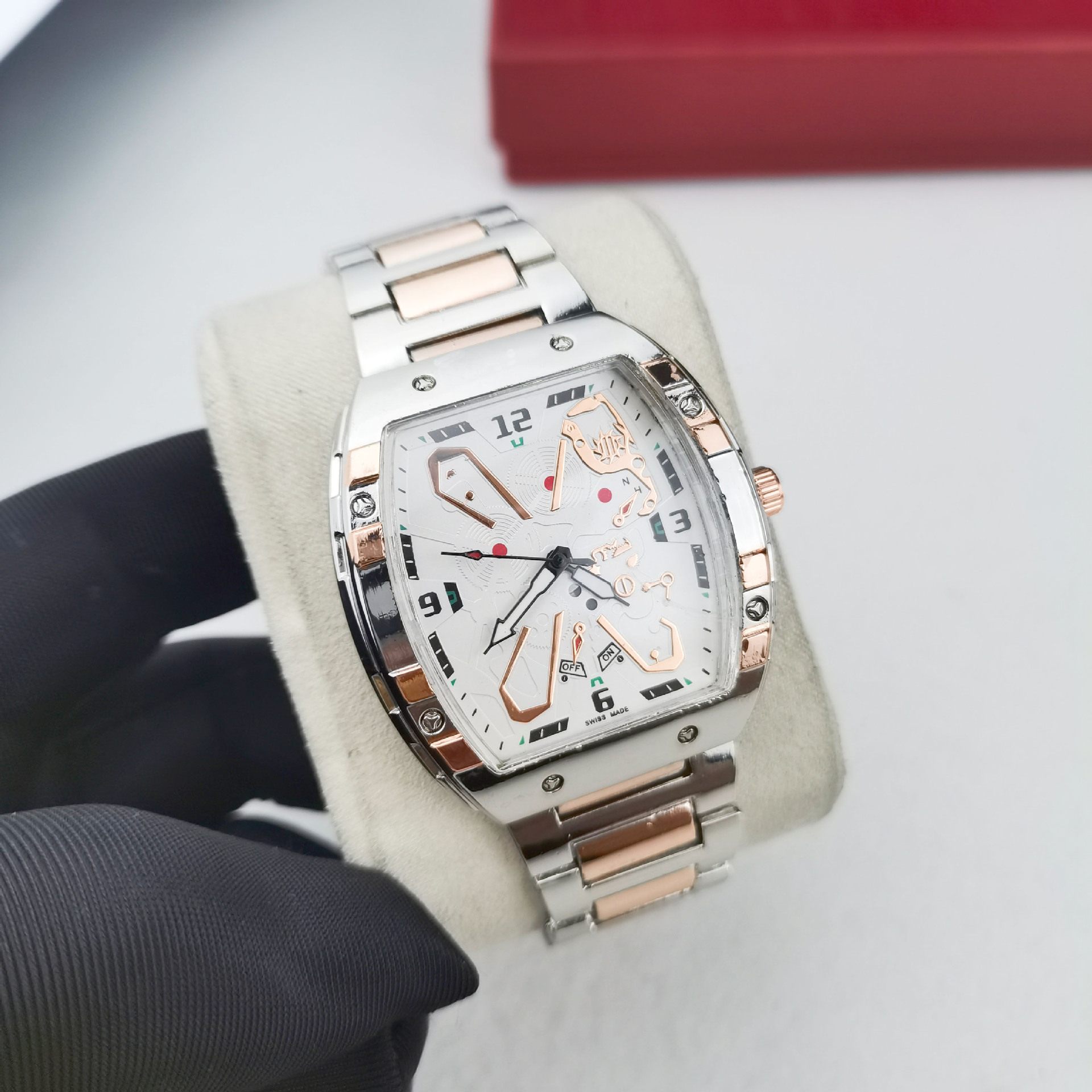 Other Richard Style Barrel-Shaped Steel Band Quartz Watch