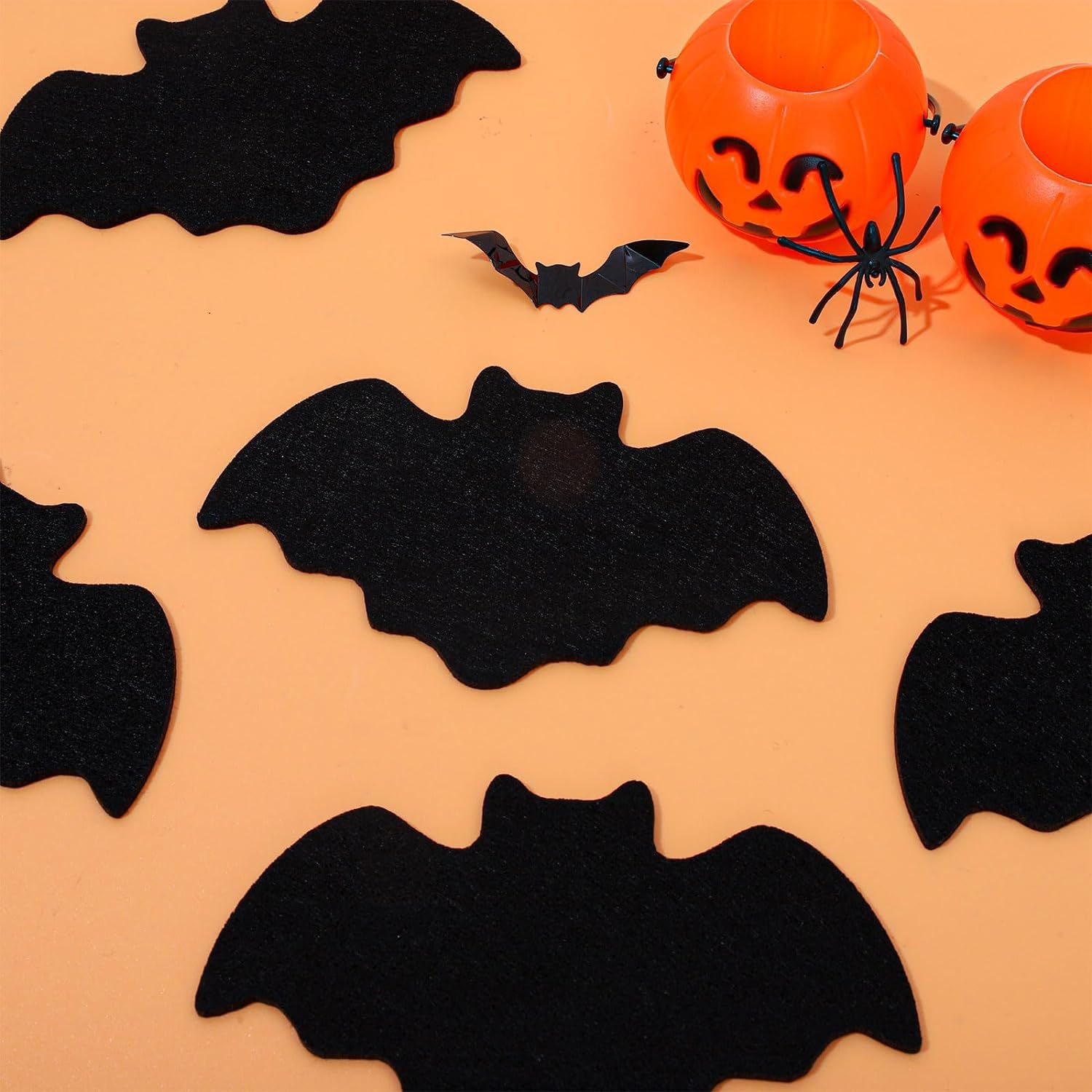 Home & Garden Felt Bat Coasters Table Drink Coasters Black Non slip Heat Resistant Felt Coasters Party Decoration_voghion.com