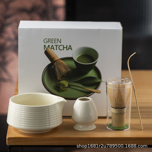 New Matcha 4-Piece Set Whisk, Chasen, Japanese-Style Tea Preparation Ceramic Tea Whisk, Exclusively for Cross-Border Sales
