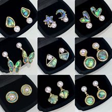 抖音爆款天然淡水鲍鱼贝饰品高级感简约气质耳环百搭女S925银针