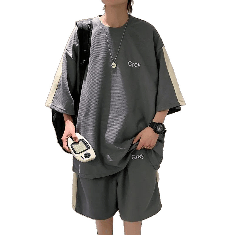 Trendy Brand 2025 New Summer Sports Suit Men's Clothing Running Casual Shorts Set with Handsome Two-Piece Set