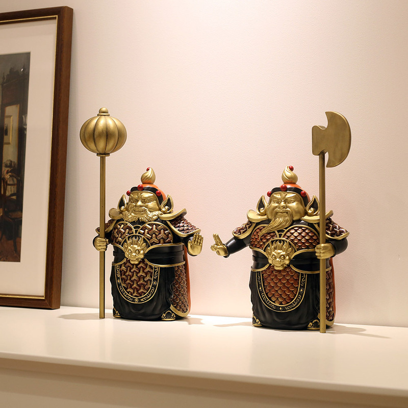 New Chinese-Style Home Protection Door God Ornaments for Office, Living Room, Entrance, and Cabinet Decoration