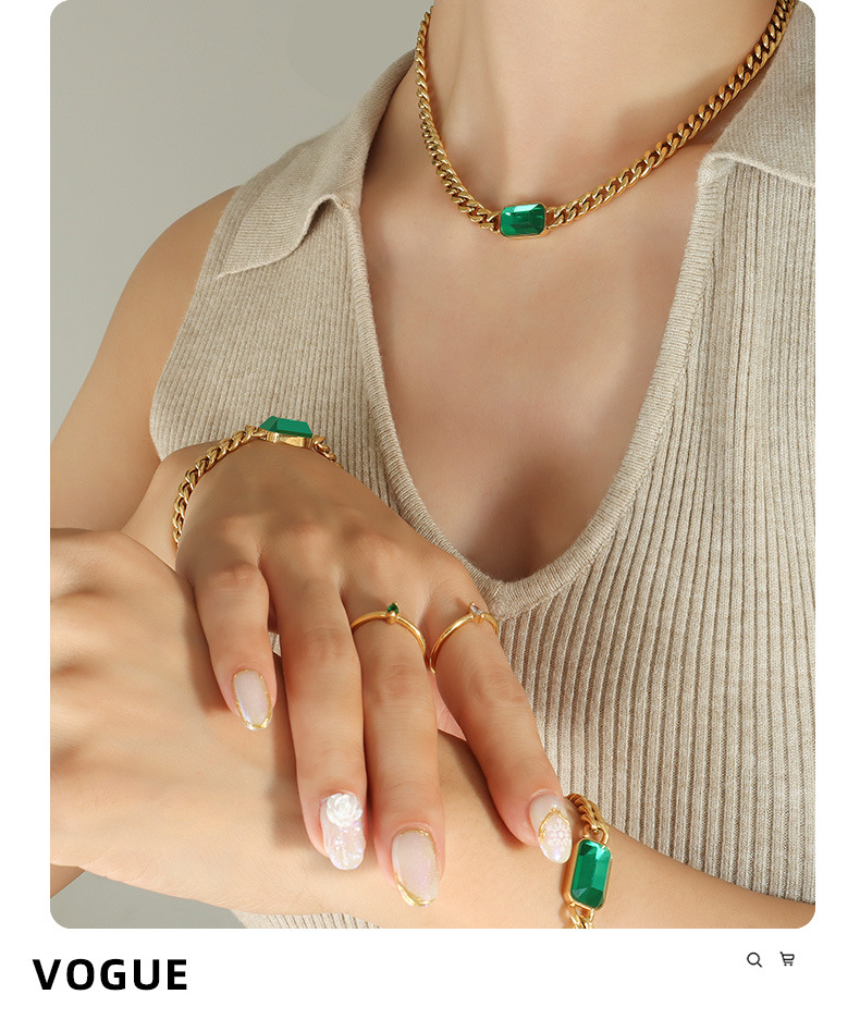 PVD Coated Gold Plating Process PVD Coated Real Gold Plated 18K Gold Geometric 304 Stainless Steel Retro Waterproof Non Tarnish Bracelets Necklace