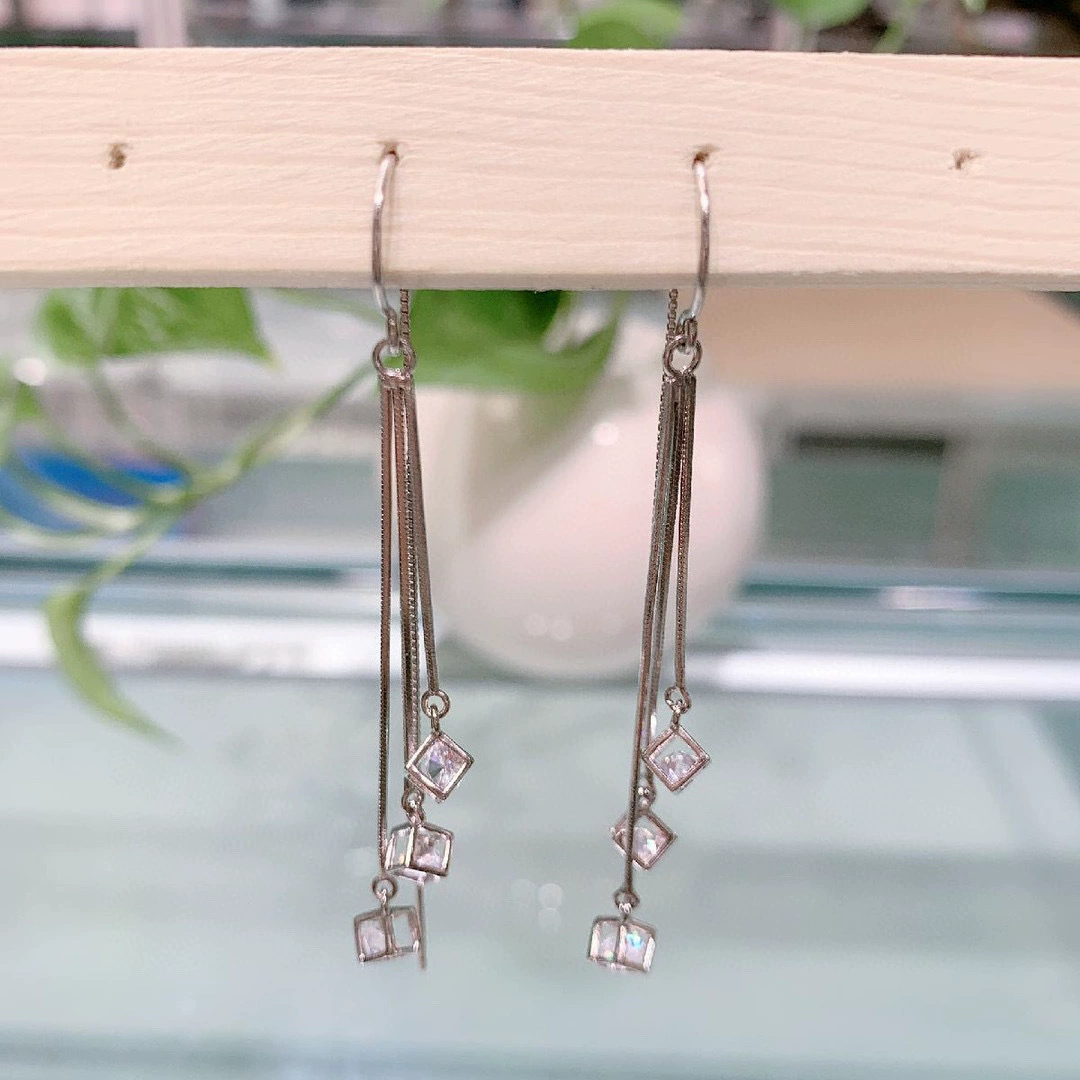 Серебряный браслет, модные серьги, корейский стиль