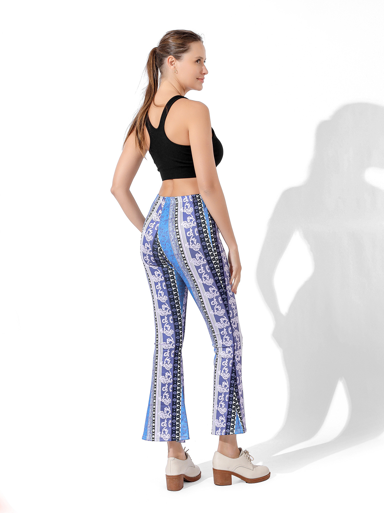 Pantaloni da yoga da donna stampa digitale elasticizzati allenamento per la danza shopping casual piccoli pantaloni da yoga freschi leggings con fondo a zampa d'elefante_voghion.com