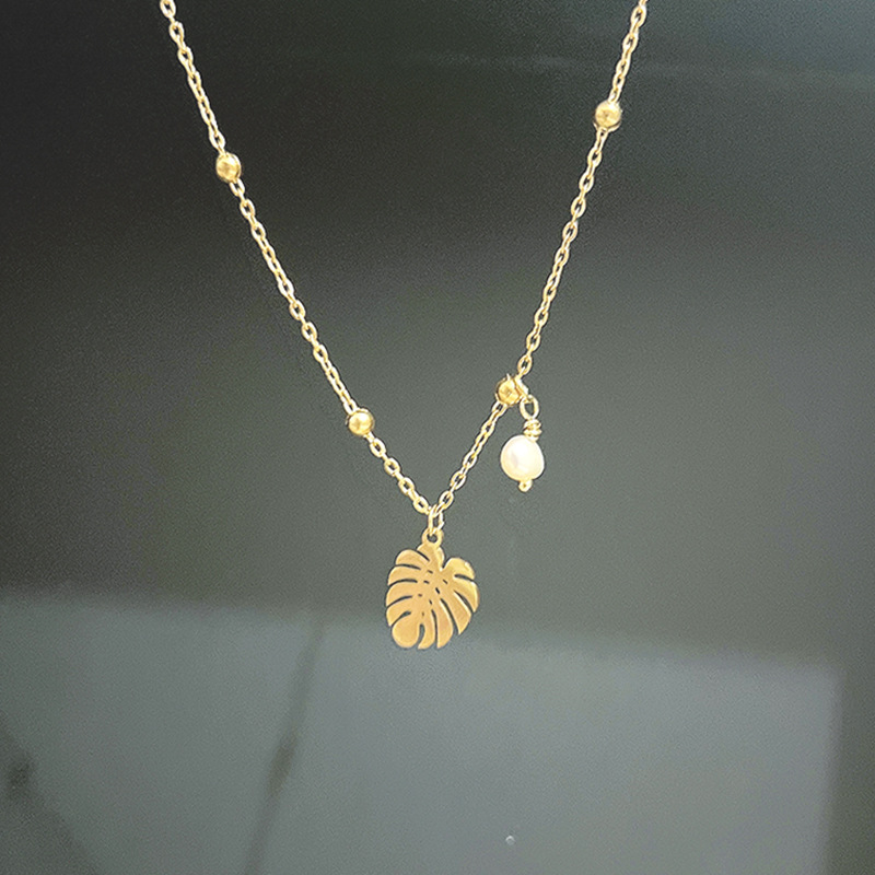 Fashion Hexagram Leaves Heart Shape Stainless Steel Pearl Plating Pendant Necklace Colorza_colorza_4