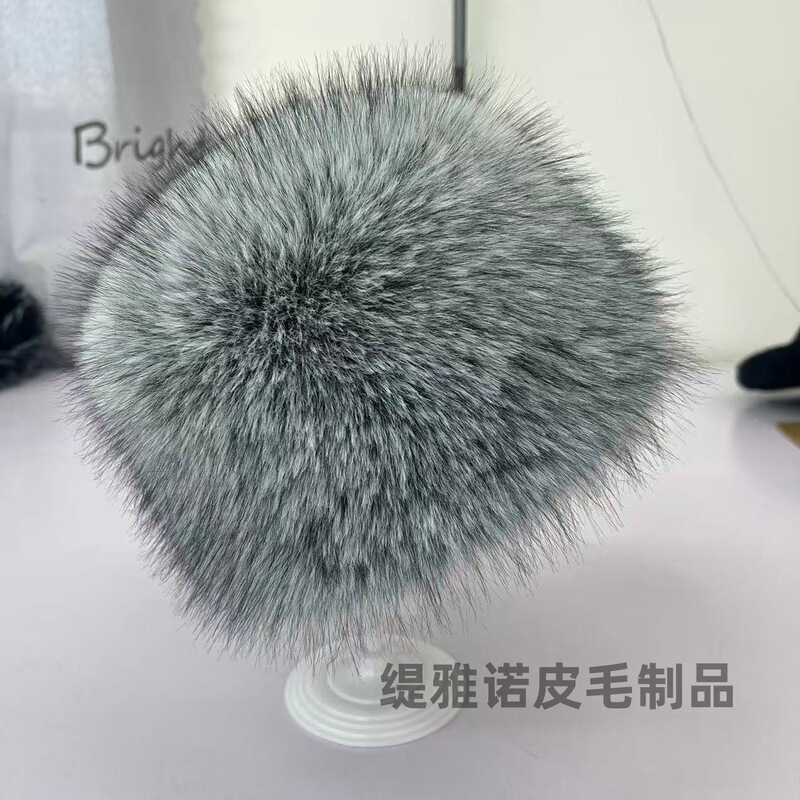 バケットハット秋と冬のツートンカラーフォックスぬいぐるみ帽子ファッショナブルで暖かいプリンセスファッション冬の耳保護毛皮のバケットハット|undefined