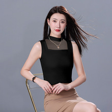 黑色韩版职业装内搭打底衫纯色修身人棉高弹小背心女无袖吊带上衣