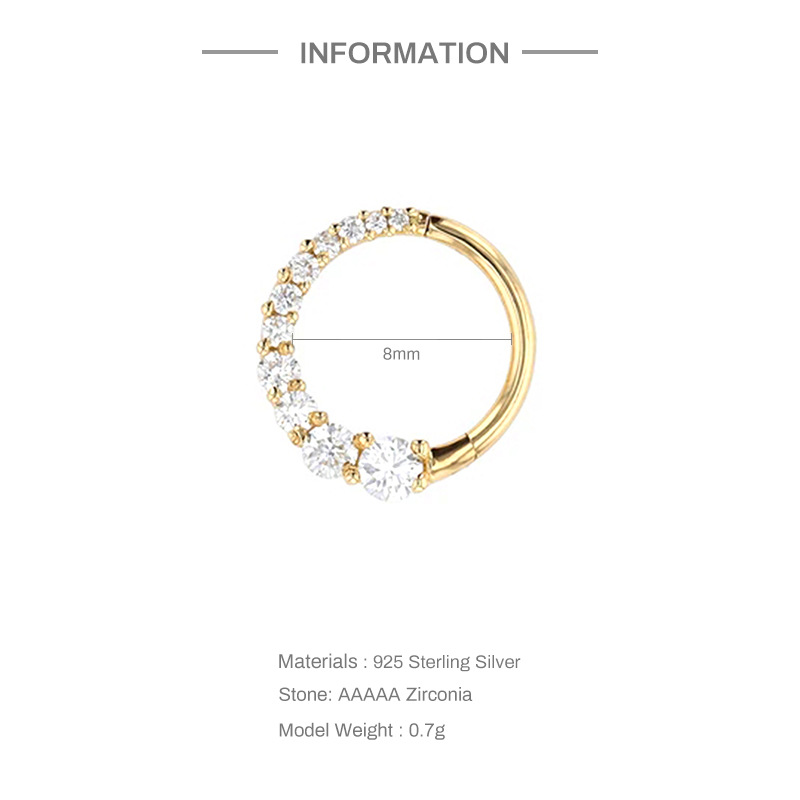 Ear Studs Classification 1 Piece Ear Cartilage Rings & Studs Fashion Geometric 925 Sterling Silver Zircon