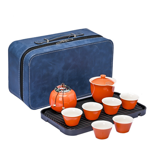 Travel Car Tea Set Portable Outdoor Storage Small Set Quick Cup Ceramic Gongfu Cover Bowl Tea Infuser Complete Set