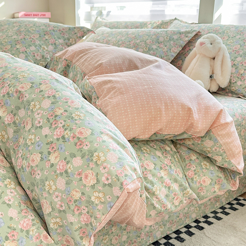 Cama de algodón de cuatro piezas de algodón puro 2025 nuevo estilo sábana funda de edredón sábana ropa de cama de tres piezas