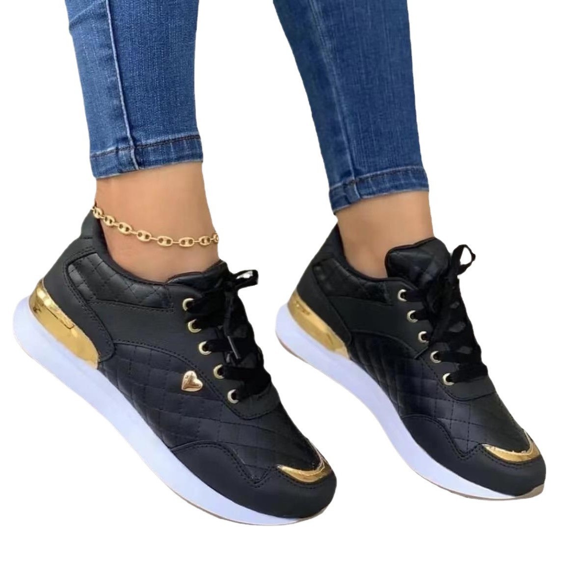 Zapatillas deportivas con cordones de talla grande para mujer, comercio transfronterizo de AliExpress, verano 2022, informales, versátiles, en existencia, muy vendidas image 7