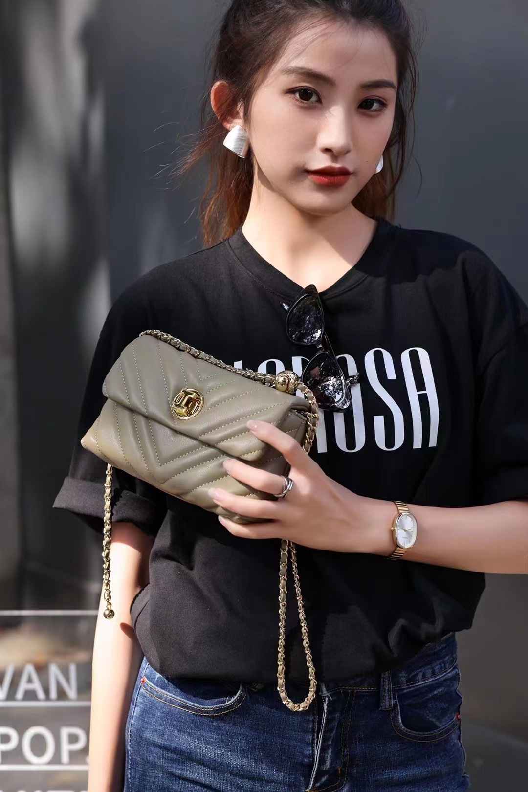 Bolso de las mujeres de cuero genuino mini estilo Chanel cadena de la bola de oro bolsa verano suave cuero de vaca elegante hombro crossbody MINI BOLSA