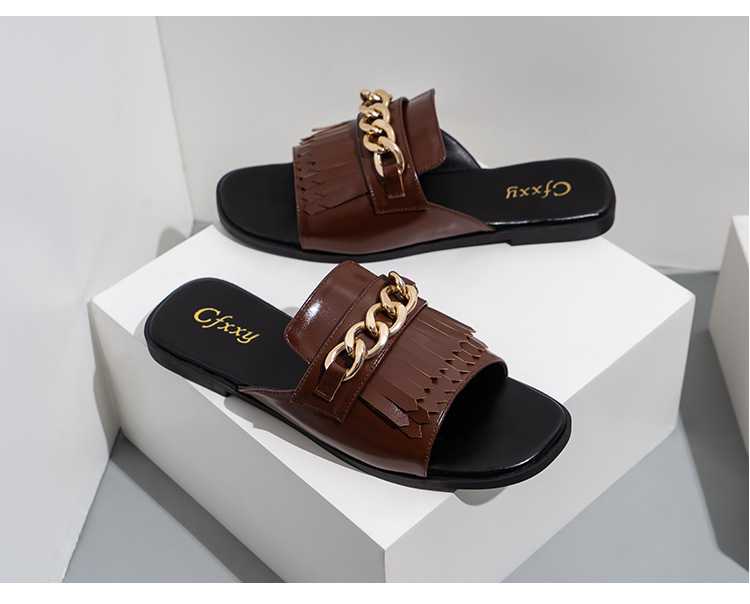 Cfxxy Außenhandel Slides Quaste Xiaoxiang Hausschuhe Frauen Cross Border Wear Kette Sandalen S Schuhe_voghion.com