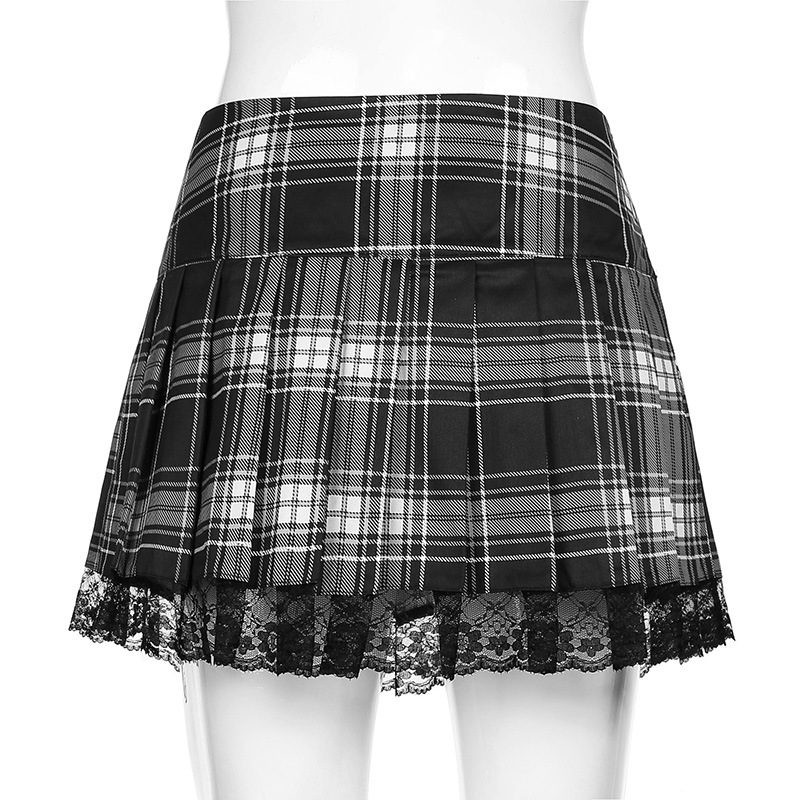 Lace Cross-Tie Pleated Skirt NSSSN75224