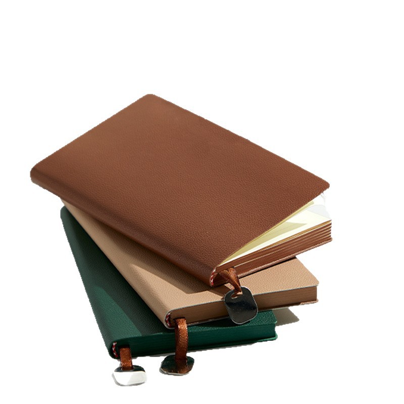 Cuaderno de oficina de negocios de cuero de lichi a6 con logotipo impreso, cuaderno de estudiante de superficie suave compacto y portátil