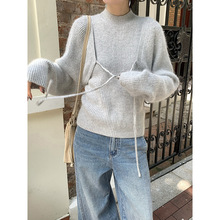 MMC兔绒时尚套装女冬季新款洋气针织开衫毛衣高领内搭背心两件套