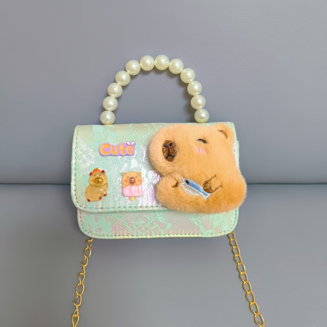 Bolsos infantiles princesa bolso de perlas bolso de Año Nuevo de niña bolso de hombro bolso de cadena bolso pequeño