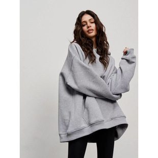 New Loose and Fashionable Autumn and Winter Loose Pullover Drop Shoulder Sleeve Hooded Sweatshirt for Men and Women Long-Sleeved Kangaroo Pocket Sweatshirt