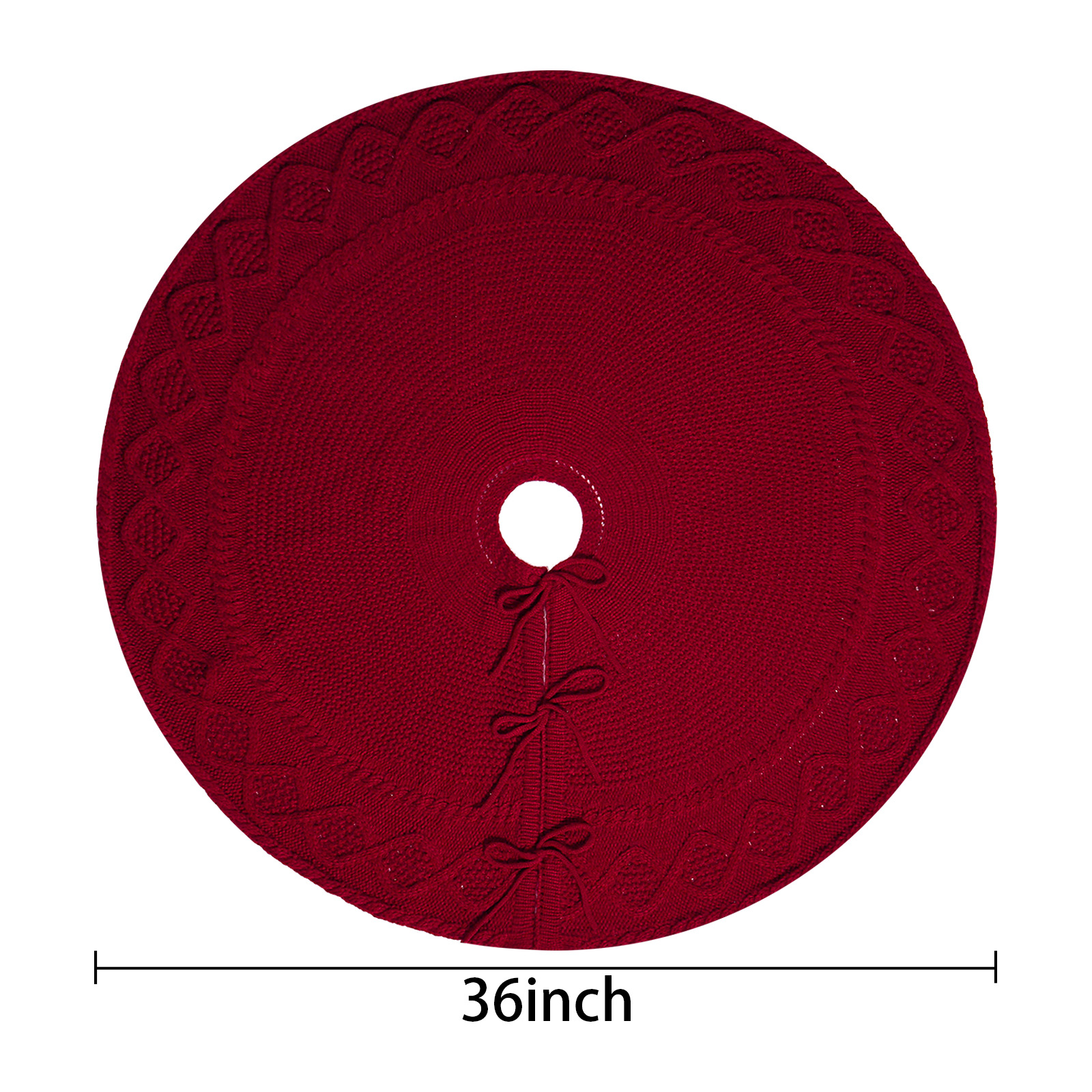 Navidad transfronteriza falda de árbol de punto rojo de punto árbol de Navidad correa delantal árbol de Navidad decoración de vacaciones