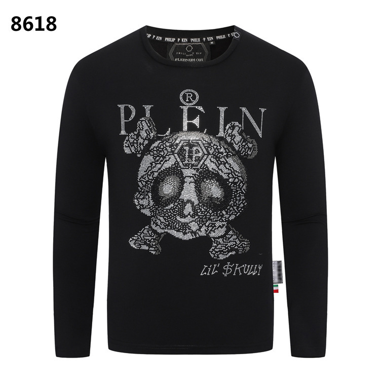 Fashion brand Philip Pulan autumn and winter new men's sweater European and American street fashion rhinestone skull bottoming shirt PP