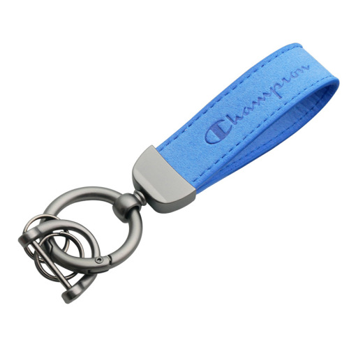 Sheepskin Car Keychain Hook Zinc Alloy Spring Ring Key Holder Car Logo LOGO Leather Key Chain Wholesale