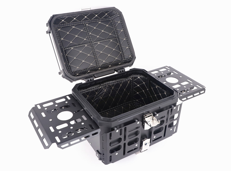 Motorcycle Modified Aluminum Alloy Armor Rear Trunk 45L, Electric Vehicle Foldable Trunk 55L Storage Trunk